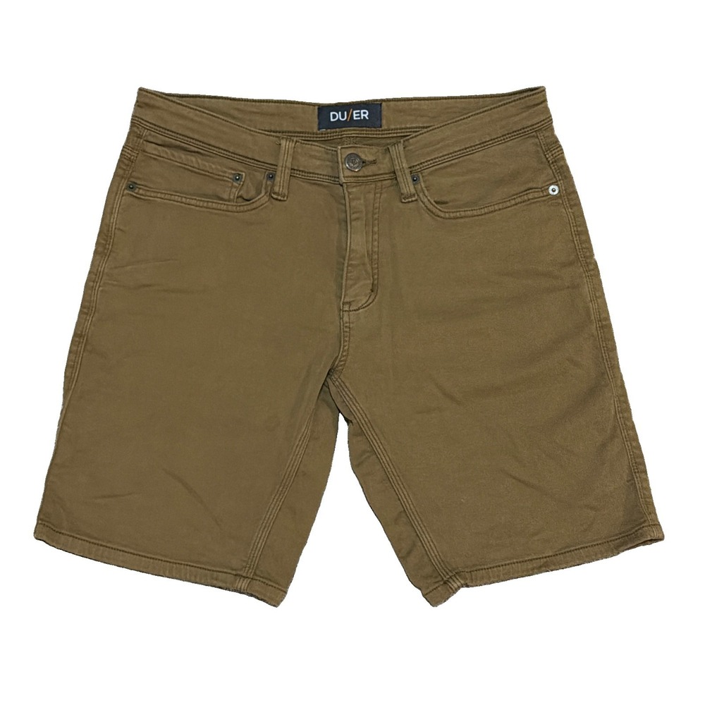 DU/ER N2X No Sweat Slim Fit Shorts Stretch Chino 32x10 Mens Green DUER